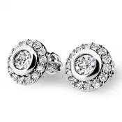 Náušnice z bieleho zlata so zirkónmi 10822-B-ZIR