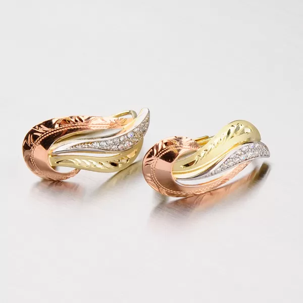 Zlaté náušnice klasik so zirkónmi 52NK-3111