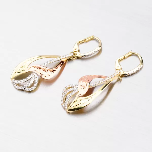 Zlaté náušnice klasik so zirkónmi 52NK-3114