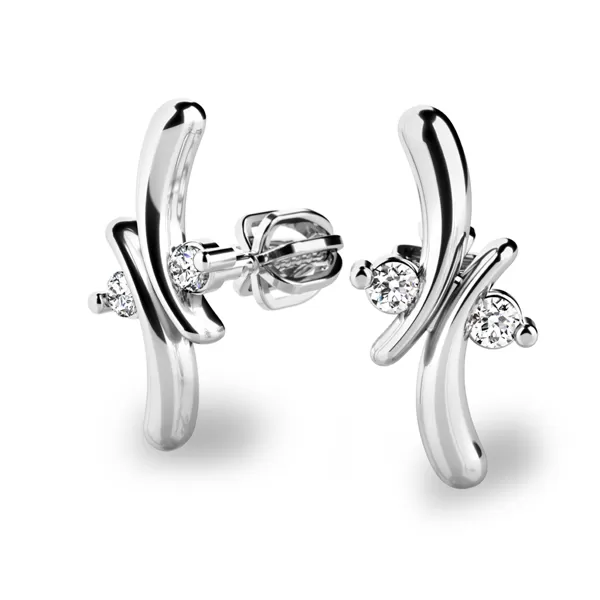 Zlaté náušnice kôstky so zirkónmi 10851-NS-B-ZIR