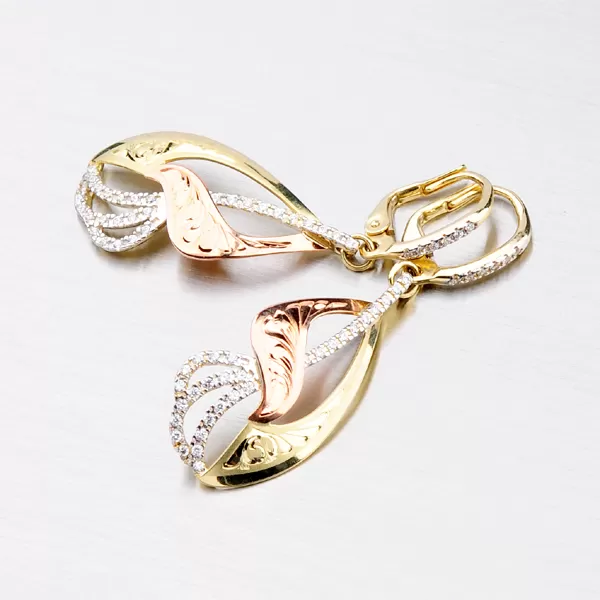 Zlaté náušnice klasik so zirkónmi 52NK-3114