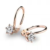 Dámske náušnice ružové zlato 585 prírodný diamant visiaci briliant 10885-CV-DIA