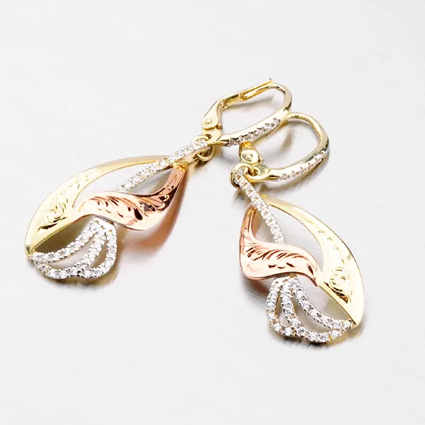 Zlaté náušnice klasik so zirkónmi 52NK-3114