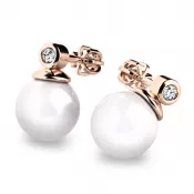 Náušnice s perlou a diamantmi 10869-CV-DIA