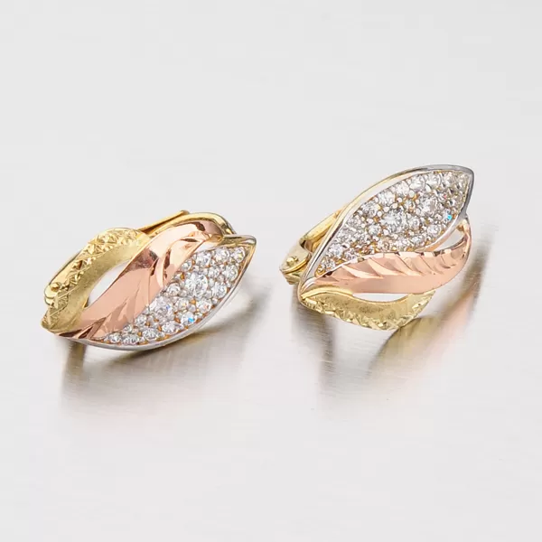 Zlaté náušnice klasik so zirkónmi 52NK-2992