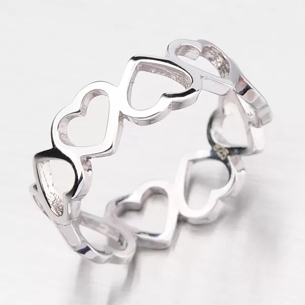Strieborný prsteň so srdiečkami HK-623-OKS