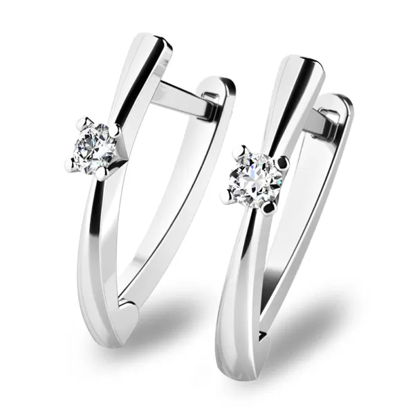 Dámske náušnice biele zlato 585/1000 prírodný diamant 0,120 ct G/SI prívesok 10830-B-DIA