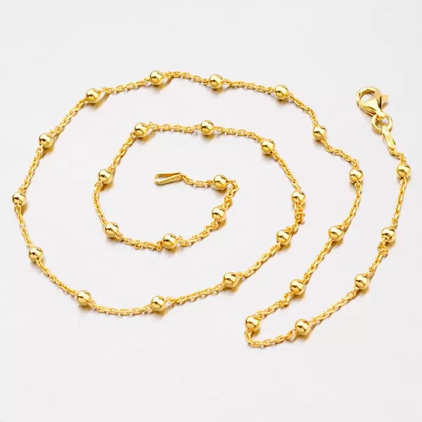 Strieborná pozlátená retiazka s guličkami 92003043-11-SLX