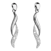 Strieborné náušnice visiace s kryštálmi Swarovski biele vlnky 31162.1