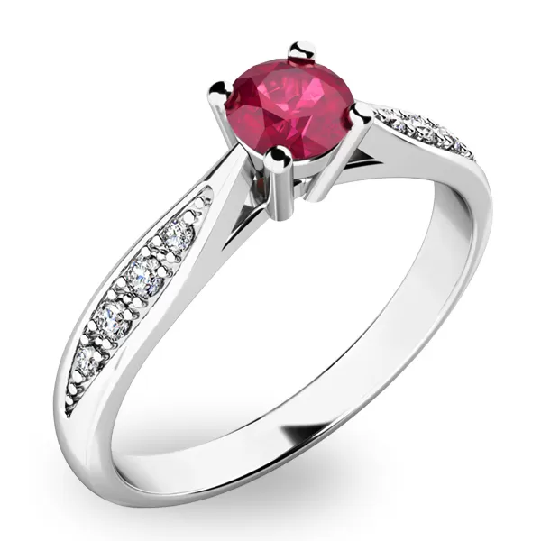 Dámsky prsteň s rubínom a diamantmi 10745B-RUB