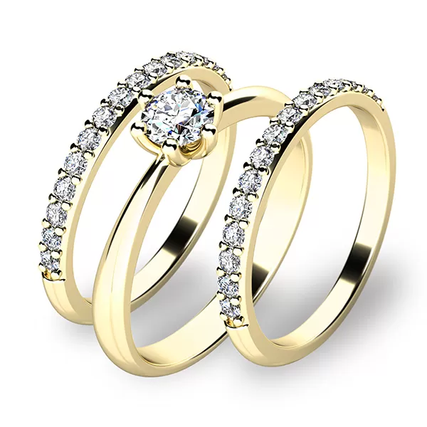 Zásnubný prsteň žlté zlato 585/1000 zirkón set 10819-SET02-ZZ