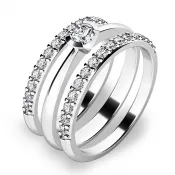 Krásny set zásnubných prsteňov z bieleho zlata 10840-SET02-BB