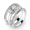 Zásnubný prsteň z bieleho zlata 585/1000 zirkónový zásnubný set 10803-SET02-BB