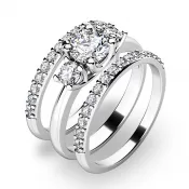 Zásnubný prsteň z bieleho zlata 585/1000 zirkónový zásnubný set 10803-SET02-BB