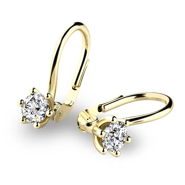 Dámske náušnice žlté zlato 585 prírodný diamant visiaci 10885-ZL-DIA