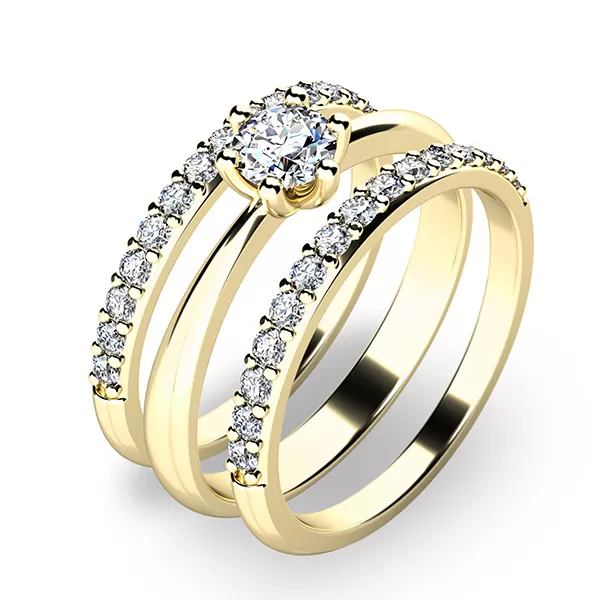 Zásnubný prsteň žlté zlato 585/1000 zirkón set 10819-SET02-ZZ