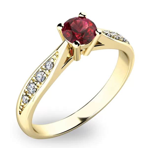 Dámsky prsteň s českým granátom a diamantmi 10745Z-GRN