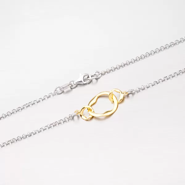 Strieborný náhrdelník s pozlátenými ozdobami N1500339-0331-SLX