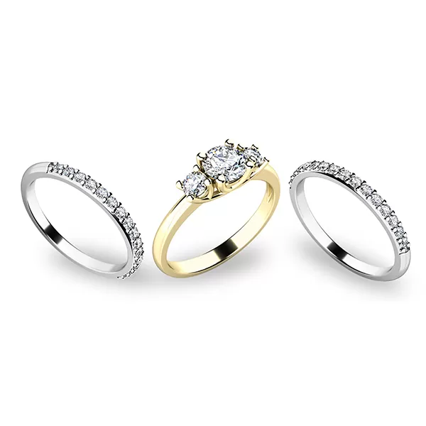 Zásnubný prsteň zlatý mix 585/1000 zirkón set 10803-SET02-ZB