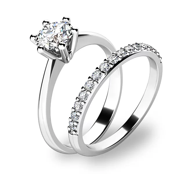 Set zásnubných prsteňov v bielom zlate 10720-SET01-BB