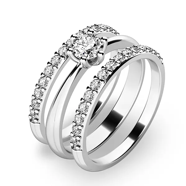 Zásnubný prsteň biele zlato 585/1000 zirkón set 10819-SET02-BB