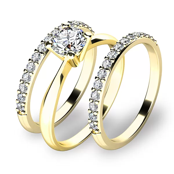 Set zásnubných prsteňov v žltom zlate 10770-SET02-ZZ