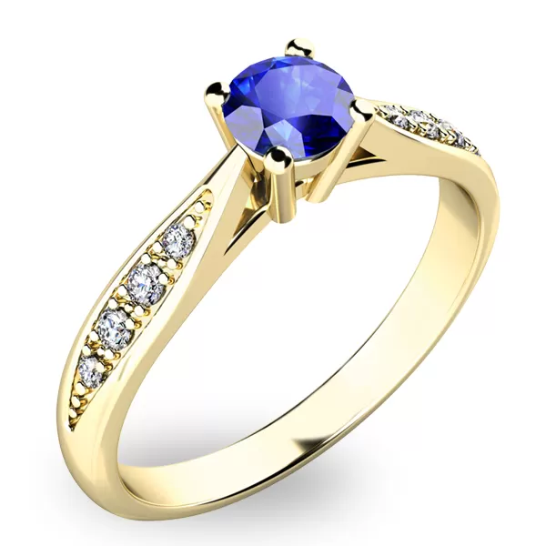 Zlatý prsteň so zafírmi a diamantmi 10745Z-SAF