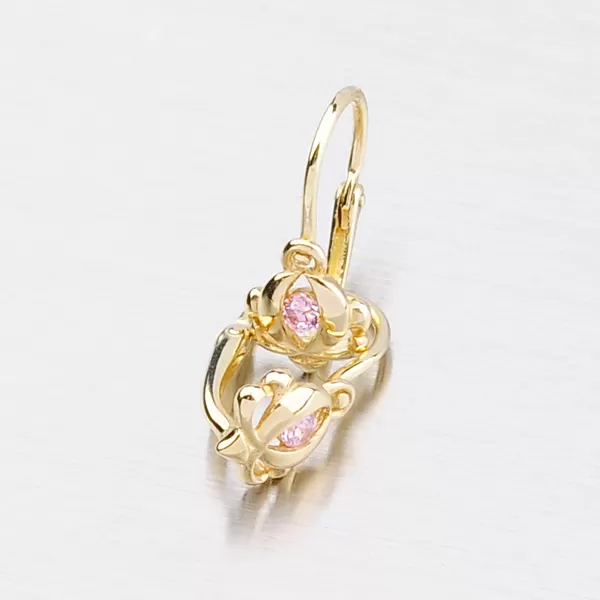 Zlaté náušnice s ružovým zirkónom 52DN-2218ZR