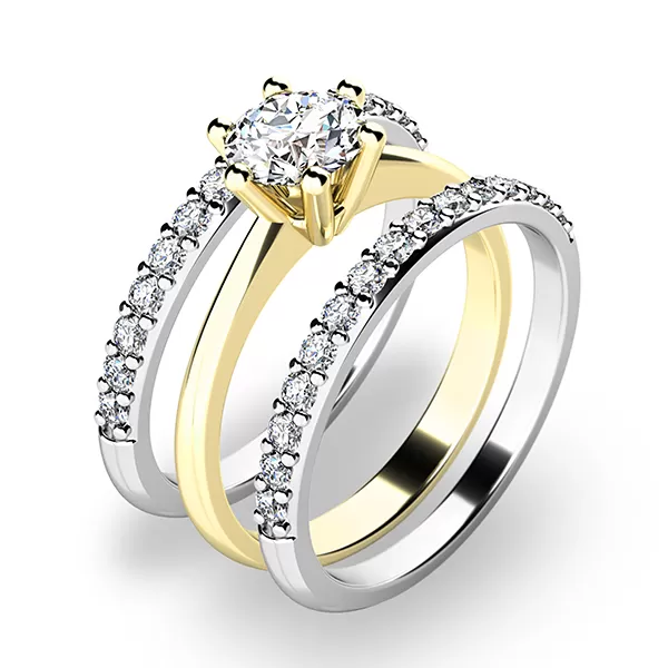 Set zásnubných prsteňov z kombinovaného zlata 10720-SET02-ZB