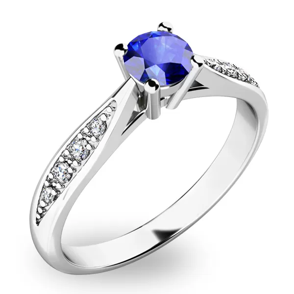 Zlatý prsteň so zafírmi a diamantmi 10745b-SAF