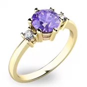 Dámsky prsteň žlté zlato 585/1000 prírodný diamant 0,90 ct G/SI veľký tanzanit a tanzanit 10856Z-TZNT