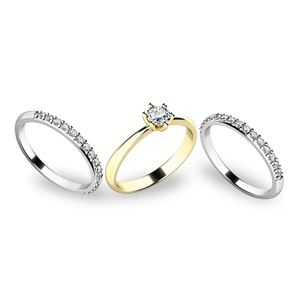 Zásnubný prsteň zlatý mix 585/1000 zirkón set 10819-SET02-ZB