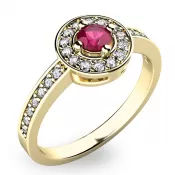 Zlatý prsteň s rubínom a diamantmi 10802Z-RUB