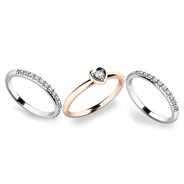 Zásnubný prsteň zlatý mix 585/1000 zirkónový zásnubný set 10849-SET02-RB