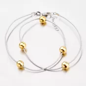 Strieborný náhrdelník so pozlátenými guličkami XKXC-5005-ES