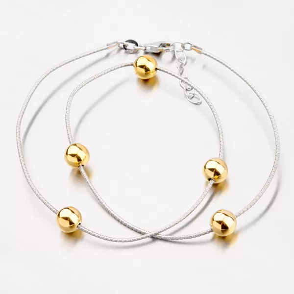 Strieborný náhrdelník so pozlátenými guličkami XKXC-5005-ES