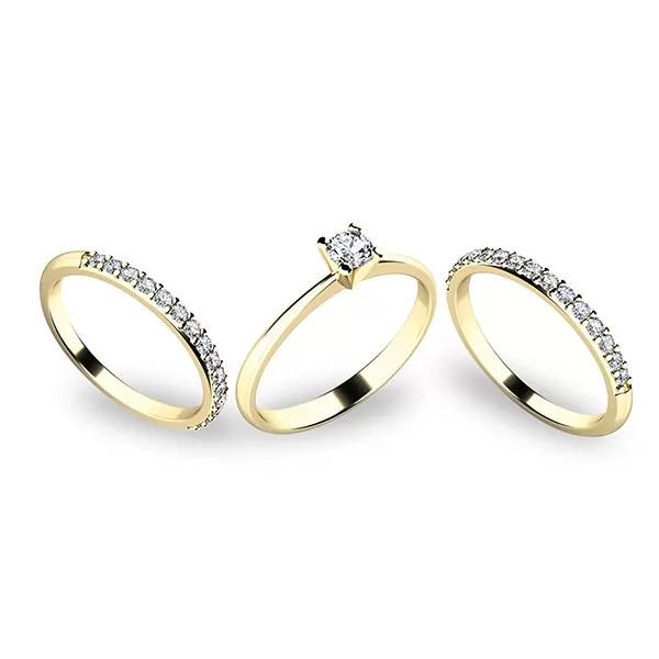 Zásnubný prsteň žlté zlato 585/1000 zirkón set 10820-SET02-ZZ