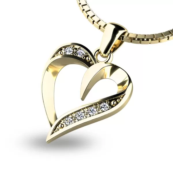 Zlatý prívesok srdca 10879-ZL-ZIR