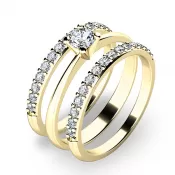 Zásnubný prsteň žlté zlato 585/1000 zirkón set 10820-SET02-ZZ