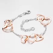 Strieborný náramok so srdiečkami B1500727-0331-SLX