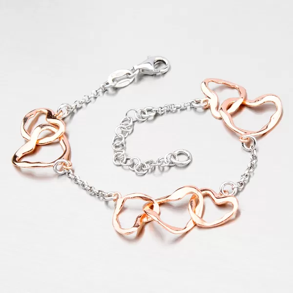 Strieborný náramok so srdiečkami B1500727-0331-SLX