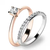 Zásnubný set v kombinácii ružového a bieleho zlata 10820-SET01-RB