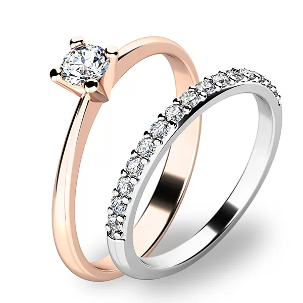 Zásnubný set v kombinácii ružového a bieleho zlata 10820-SET01-RB