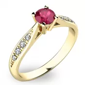 Dámsky prsteň s rubínom a diamantmi 10745Z-RUB