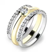 Krásny set zásnubných prsteňov zo žltého a bieleho zlata 10840-SET02-ZB