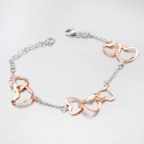 Strieborný náramok so srdiečkami B1500727-0331-SLX