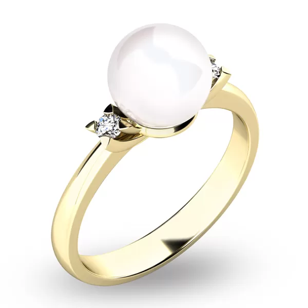 Perlový prsteň s diamantmi 10888-ZL