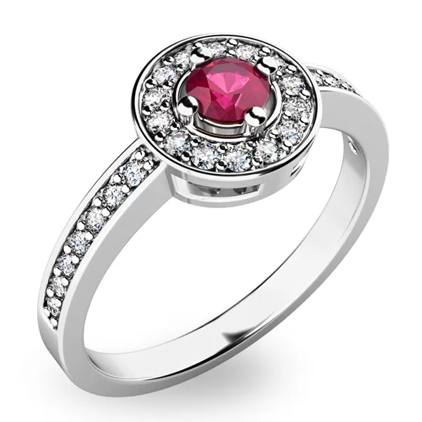 Zlatý prsteň s rubínom a diamantmi 10802B-ruka