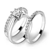 Set zásnubných prsteňov v bielom zlate 10720-SET02-BB