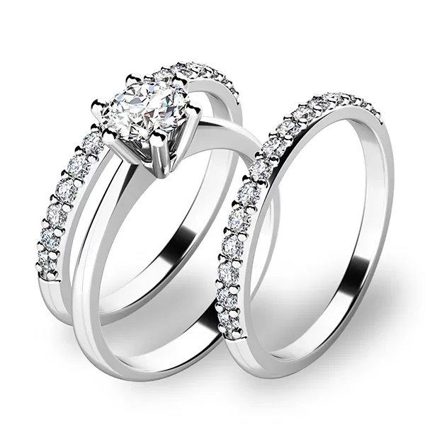 Set zásnubných prsteňov v bielom zlate 10720-SET02-BB